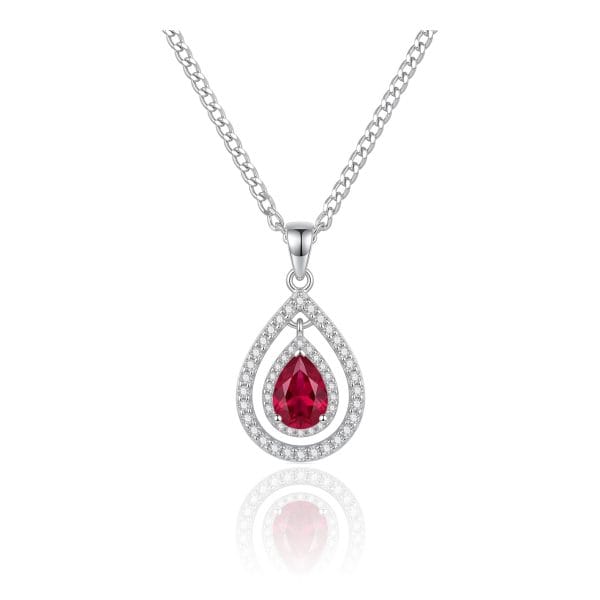 Gargantilla Gota Zirconia Roja y Blanca
