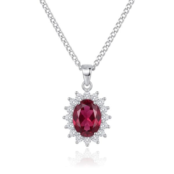 Gargantilla Ovalo Zirconia Roja Grande y Blanca al Contorno