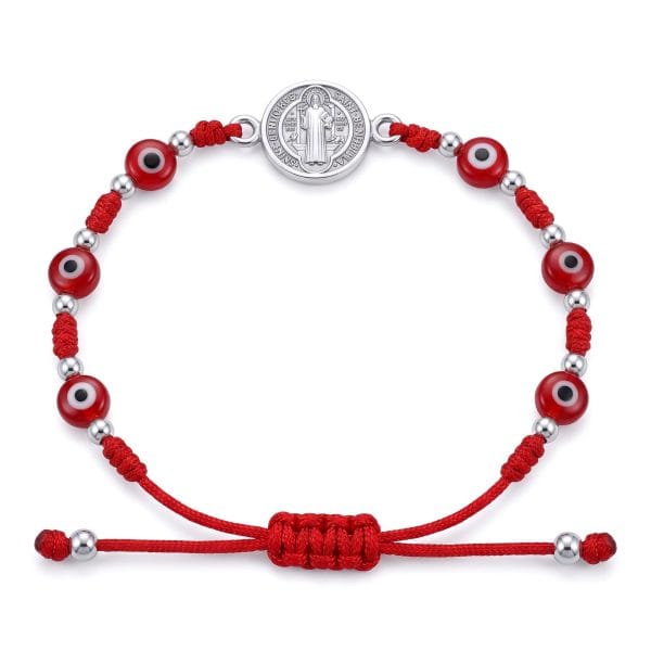 Pulsera Ojitos Rojos Plano y San Benito Adulto