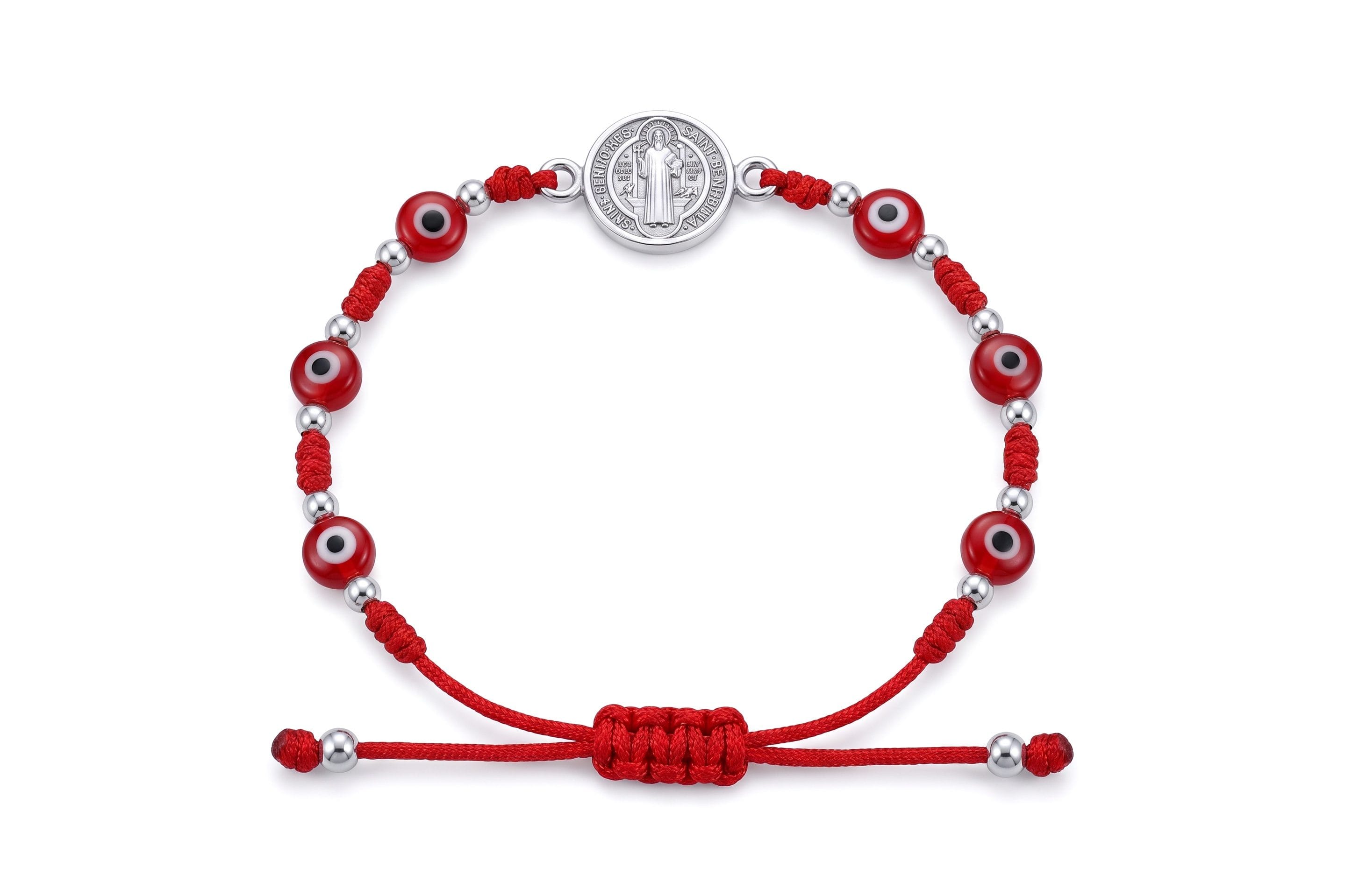 Pulsera Ojitos Rojos Plano y San Benito Adulto