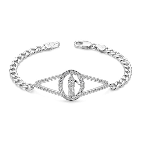 Pulsera Óvalo Santa y Zirconia Blanca