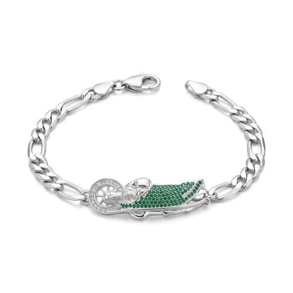 Pulsera San Judas Tadeo Zirconias Verdes Cadena Cartier