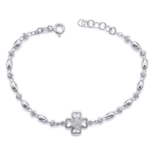 Pulsera Óvalos Lisos, Trébol y Bolas Facetadas