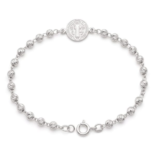 Pulsera Bola Diamantada y Moneda San Benito