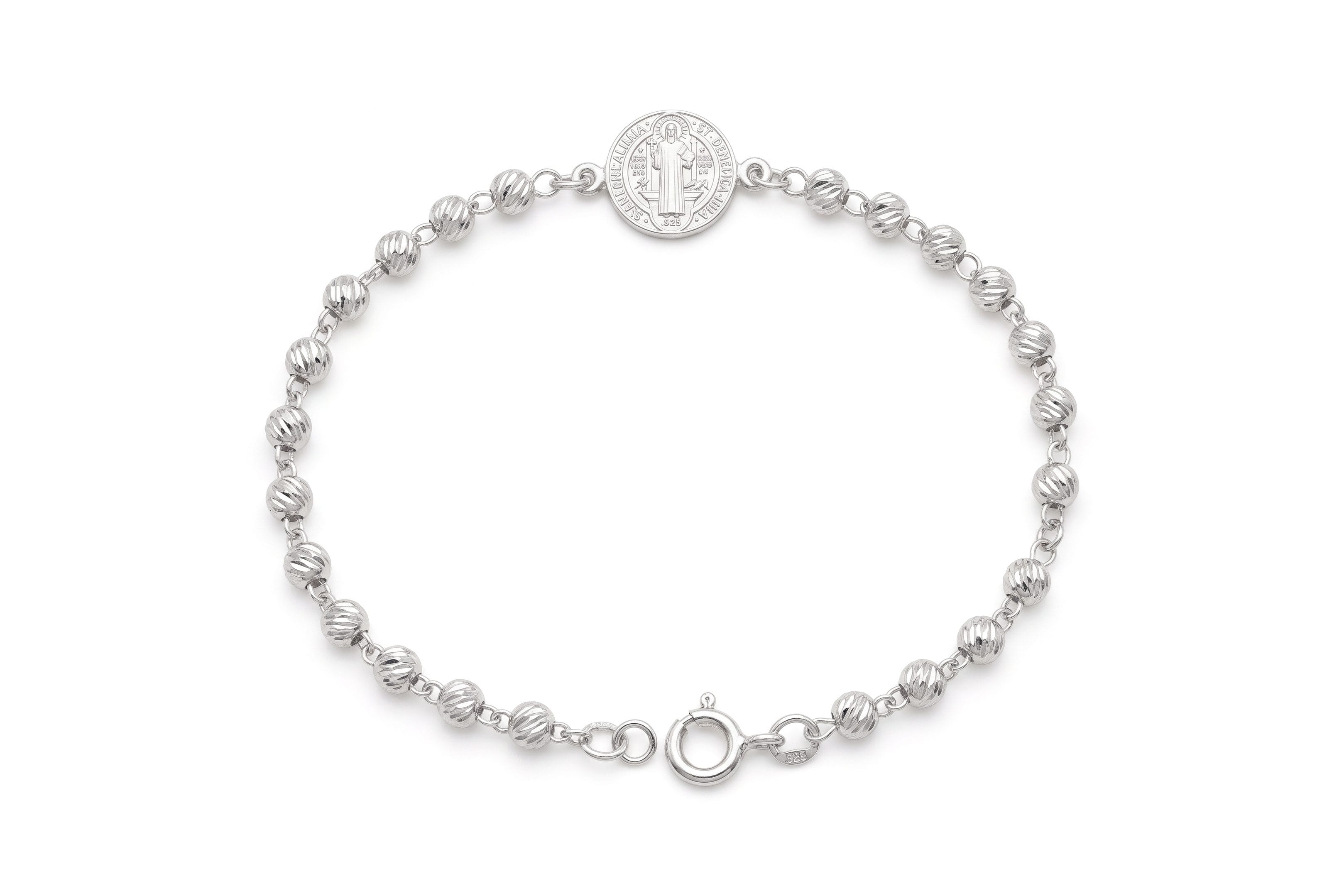 Pulsera Bola Diamantada y Moneda San Benito