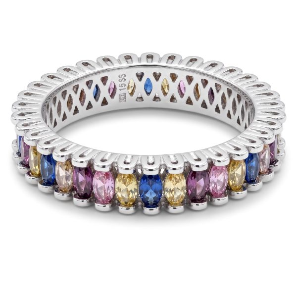 Anillo Envuelto Zirconias Multicolor y Blancas