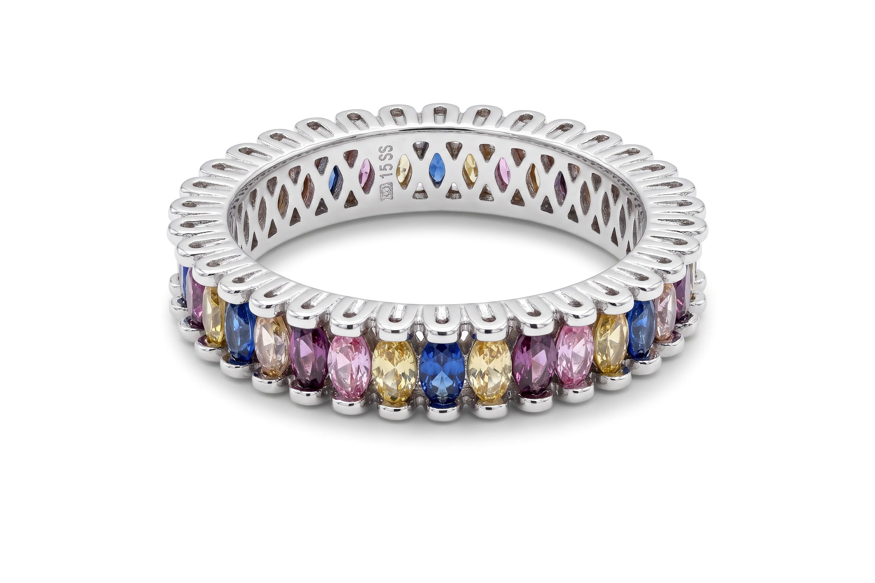 Anillo Envuelto Zirconias Multicolor y Blancas