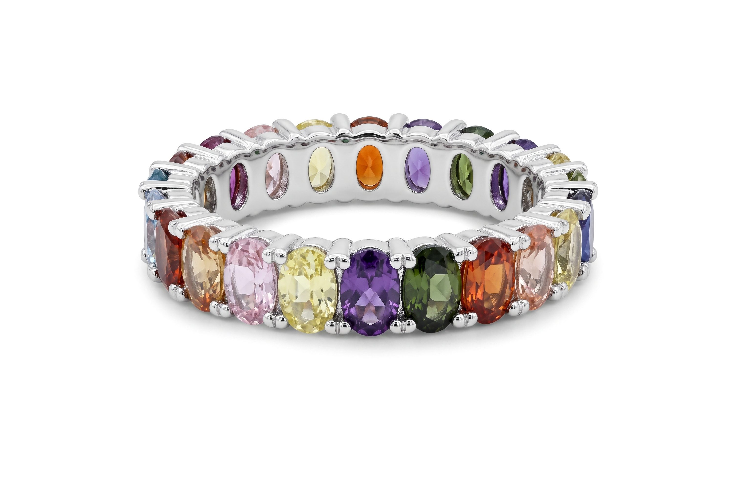 Anillo Envuelto Ovalos Zirconias Multicolor