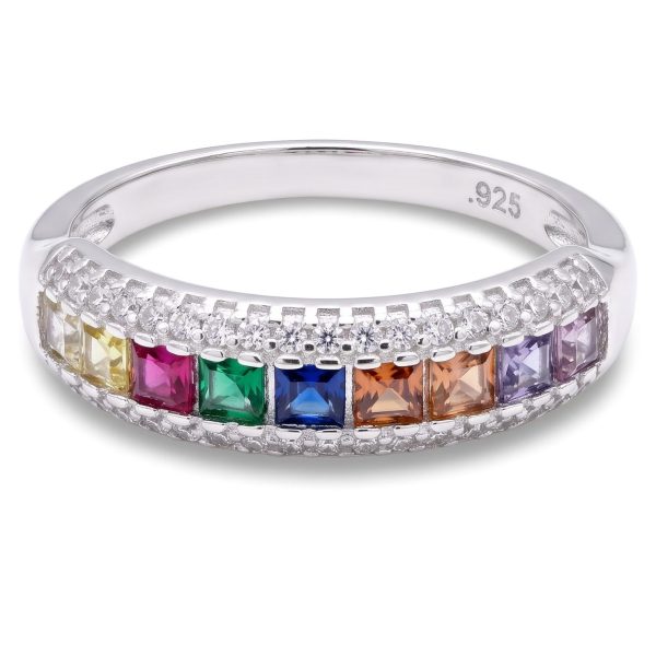 Anillo Rectangulos Zirconias Multicolor