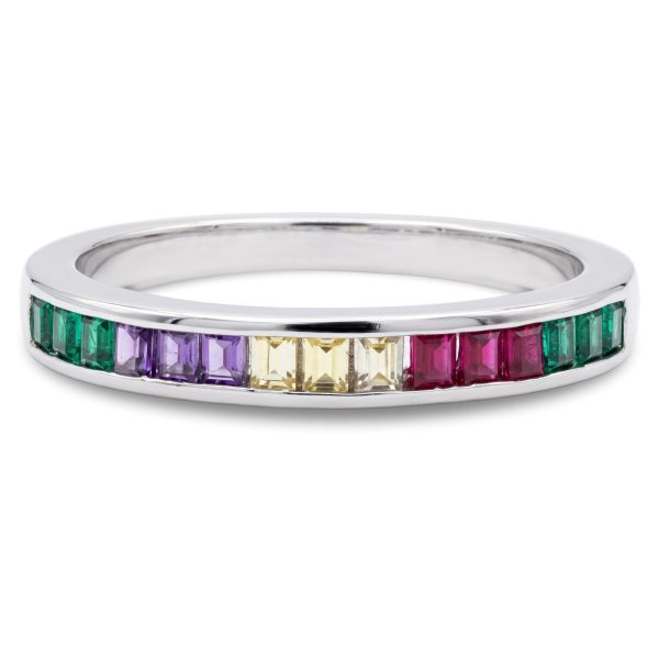 Anillo 5 Rectangulos Zirconias Multicolor