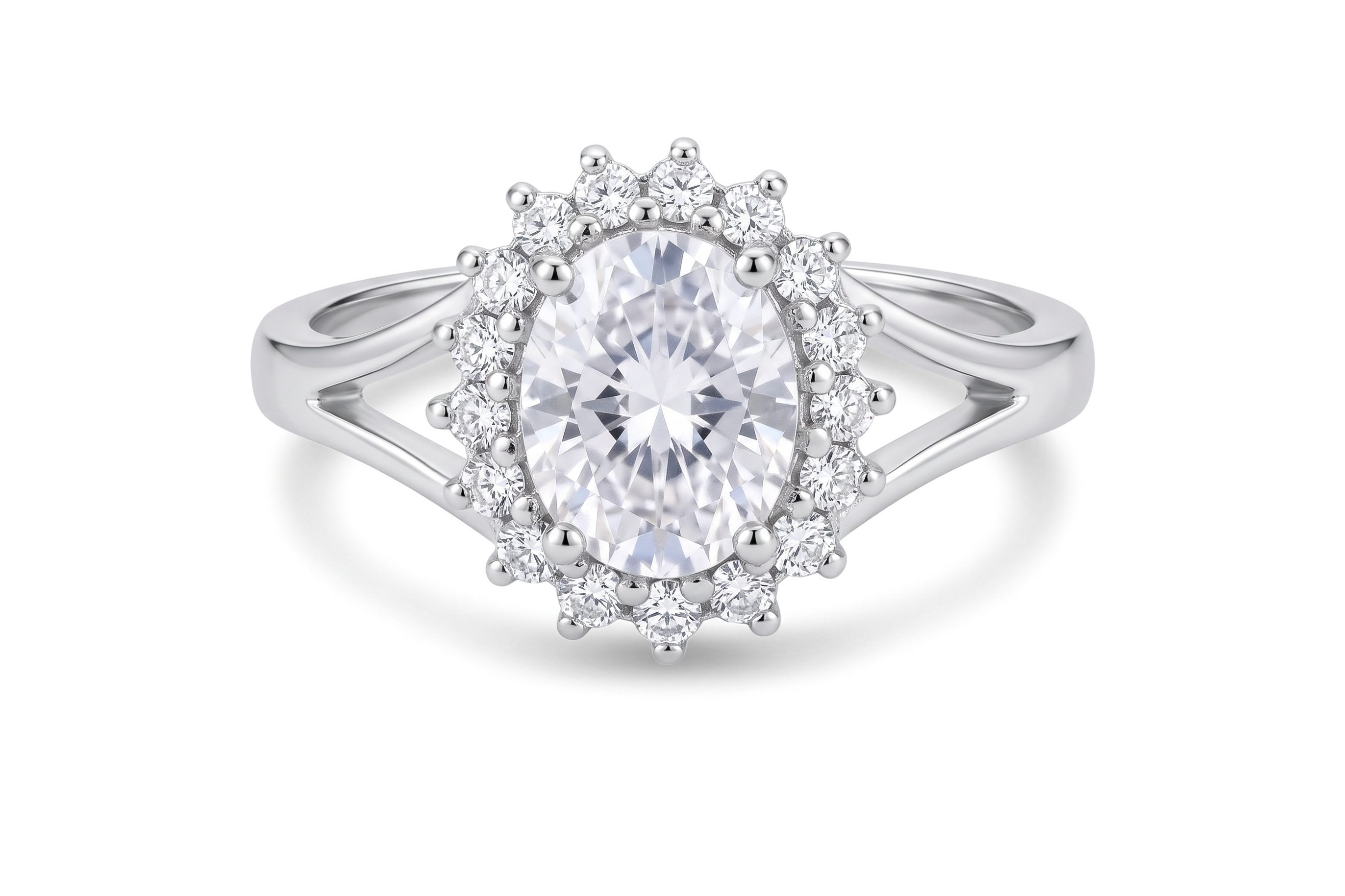 Anillo Ovalo Zirconia Blanca Grande