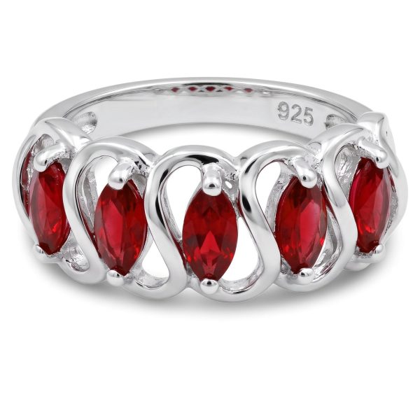 Anillo 5 Semillas Zirconias Rojas