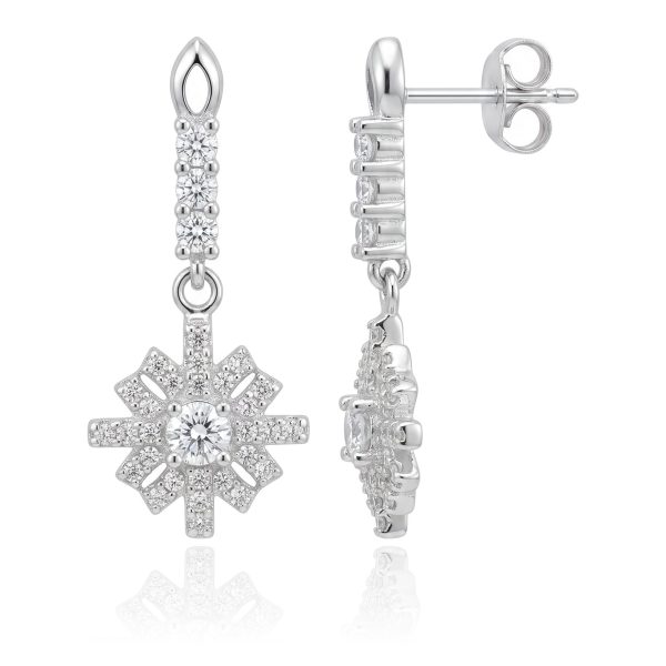 Aretes Snowflake Microzirconias Blancas