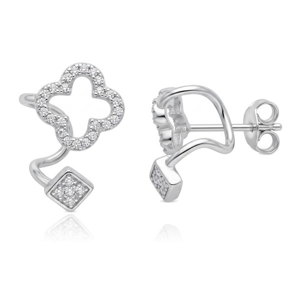 Aretes Trébol y Rectángulo Microzirconias
