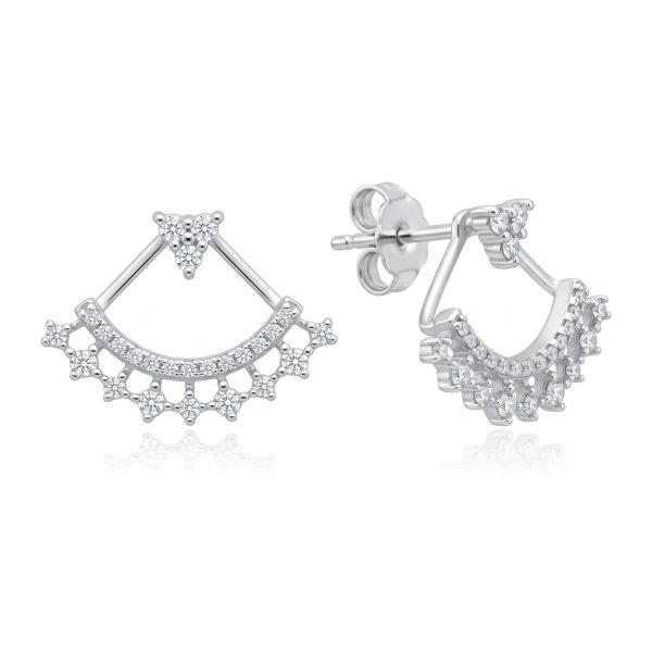 Aretes Triángulo Flor Zirconias