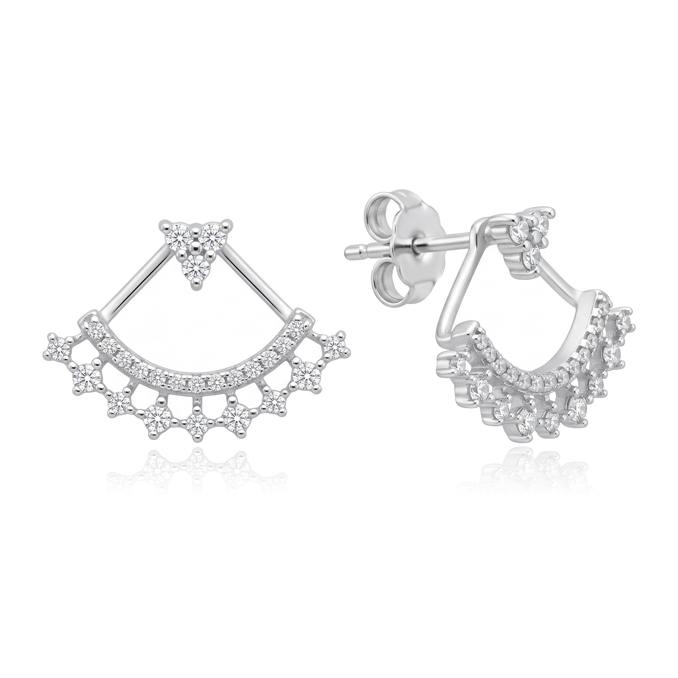 Aretes Triángulo Flor Zirconias