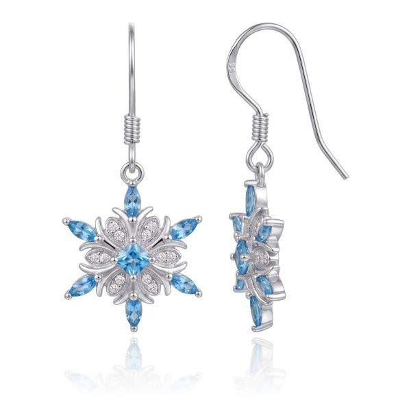 Aretes Flor Azul y Zirconias