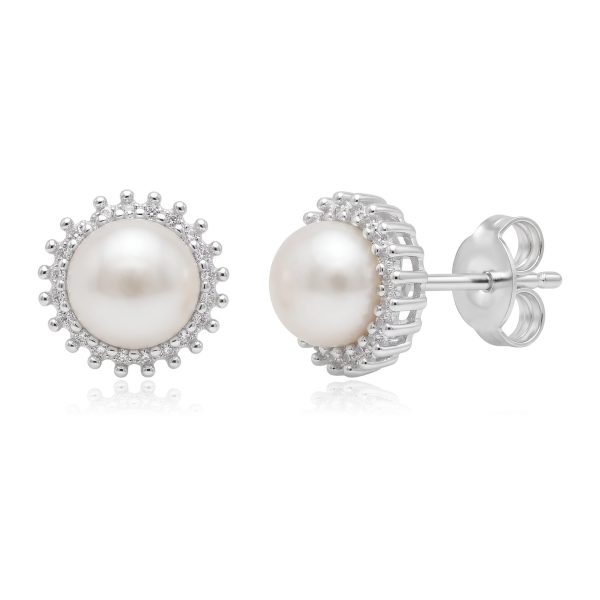 Aretes Perla y Zirconia Blanca