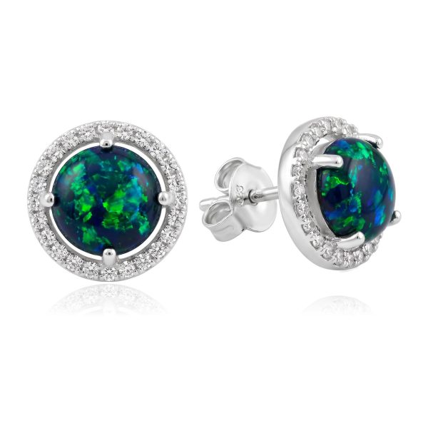 Aretes Ópalo y Zirconias Blancas