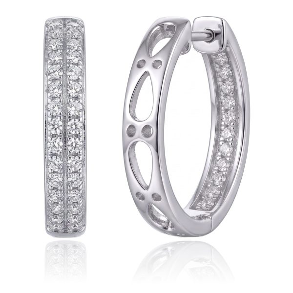 Arracadas Huggies Zirconias Blancas y Decorado Atrás