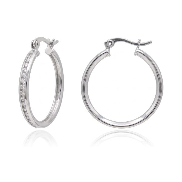 Arracadas Delgadas Zirconias Blancas 2.5cm