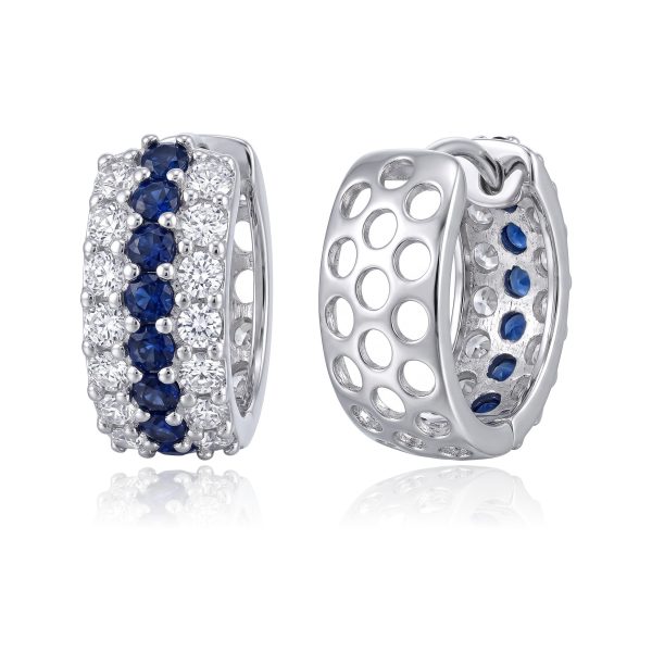 Arracadas Huggies Zirconias Blancas y Azules