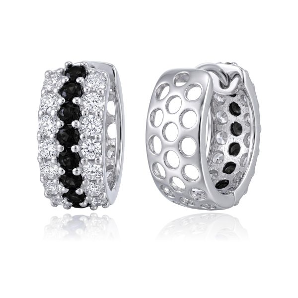Arracadas Huggies Zirconias Blancas y Negras